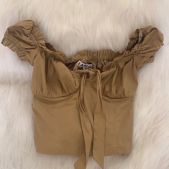 I AM GIA beige puff sleeve top! Brand new!